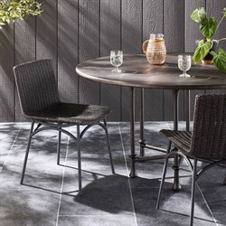 Worley Modern Classic Vintage Coal Woven Outdoor Dining Chair|
