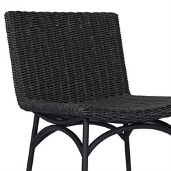 Worley Modern Classic Vintage Coal Woven Outdoor Dining Chair|