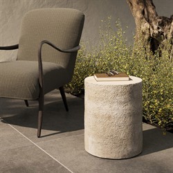 Ettis Veined Ivory Outdoor End Table|