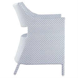 Bari Coastal Beach Blue Wicker Chevron Outdoor Arm Chair|