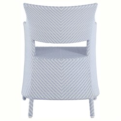 Bari Coastal Beach Blue Wicker Chevron Outdoor Arm Chair|