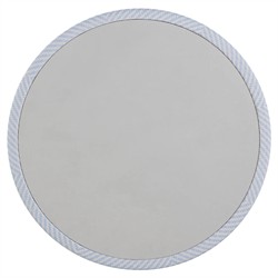 Bari Coastal Beach Blue Wicker Chevron Round Outdoor Coffee Table|