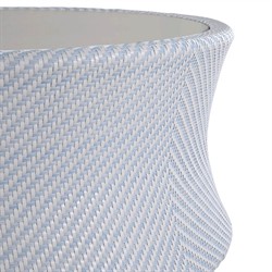 Bari Coastal Beach Blue Wicker Chevron Round Outdoor Coffee Table|