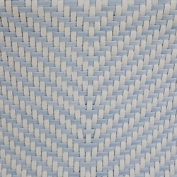 Bari Coastal Beach Blue Wicker Chevron Round Outdoor Coffee Table|