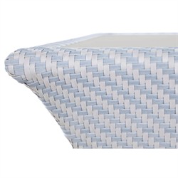 Bari Coastal Beach Blue Wicker Chevron Square Outdoor End Table|