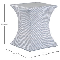 Bari Coastal Beach Blue Wicker Chevron Square Outdoor End Table|