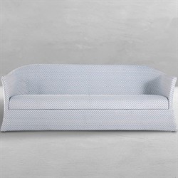 Bari Coastal Beach Blue Wicker Chevron Outdoor Sofa - 84"|