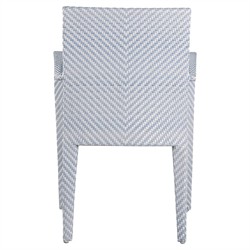 Bari Coastal Beach Blue Wicker Chevron Stacking Outdoor Dining Arm Chair|