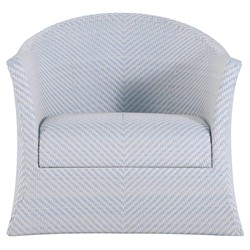 Bari Coastal Beach Blue Wicker Chevron Outdoor Swivel Lounge Chair|