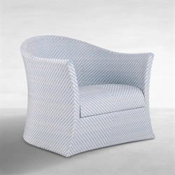 Bari Coastal Beach Blue Wicker Chevron Outdoor Swivel Lounge Chair|