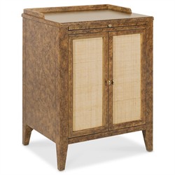 Alaine Modern Classic Brown Faux Tortoise Shell Woven Cane Nightstand|