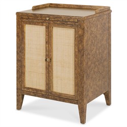 Alaine Modern Classic Brown Faux Tortoise Shell Woven Cane Nightstand|