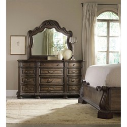 Riley French Country Distressed Brown Wood Triple Dresser|
