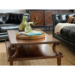 Harry Updated Traditional Cherry Wood Rectangular Coffee Table|