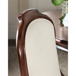 Harry Updated Traditional Beige Upholstered Cherry Wood Dining Chair|