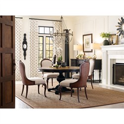 Harry Updated Traditional Beige Upholstered Cherry Wood Dining Chair|