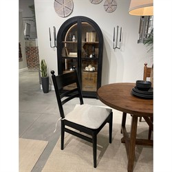 Callum Updated Traditional Cream Performance Black Wood Chair|