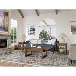 Callum Updated Traditional Brown Wood Square Side Table|