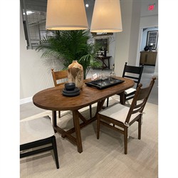 Callum Updated Traditional Brown Wood Oval Trestle Dining Table - 76"|