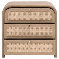 Delphira Coastal Beach Natural Oak Woven Cane Nightstand|