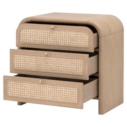 Delphira Coastal Beach Natural Oak Woven Cane Nightstand|