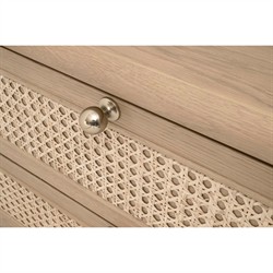 Delphira Coastal Beach Natural Oak Woven Cane Nightstand|