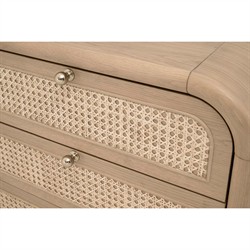 Delphira Coastal Beach Natural Oak Woven Cane Nightstand|