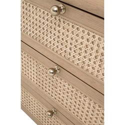 Delphira Coastal Beach Natural Oak Woven Cane Nightstand|