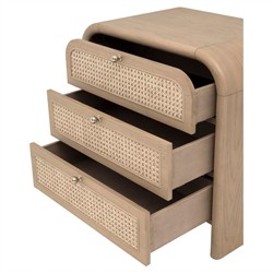 Delphira Coastal Beach Natural Oak Woven Cane Nightstand|