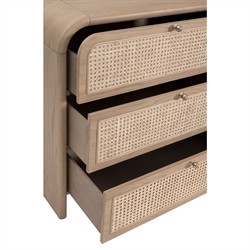 Delphira Coastal Beach Natural Oak Woven Cane Double Dresser|