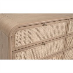 Delphira Coastal Beach Natural Oak Woven Cane Double Dresser|