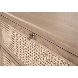 Delphira Coastal Beach Natural Oak Woven Cane Double Dresser|