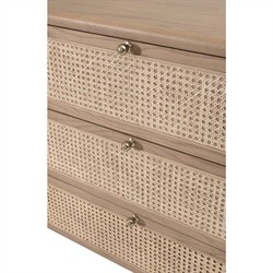 Delphira Coastal Beach Natural Oak Woven Cane Double Dresser|