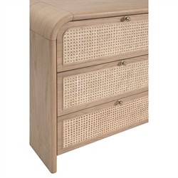 Delphira Coastal Beach Natural Oak Woven Cane Double Dresser|