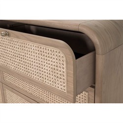 Delphira Coastal Beach Natural Oak Woven Cane Double Dresser|