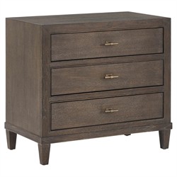 Shara Modern Classic Brown Oak Wide Nightstand|