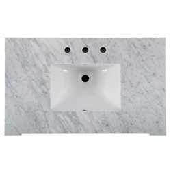 Faelan Updated Traditional Grey Marble Brown Acacia Single Vanity Sink - 36"|