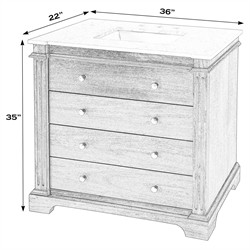 Faelan Updated Traditional Grey Marble Brown Acacia Single Vanity Sink - 36"|