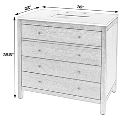 Svea Modern Classic White Quartz Light Brown Wood Single Vanity Sink - 36"|