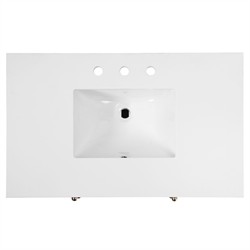 Svea Modern Classic White Quartz Light Brown Wood Single Vanity Sink - 36"|
