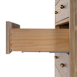 Svea Modern Classic White Quartz Light Brown Wood Single Vanity Sink - 36"|