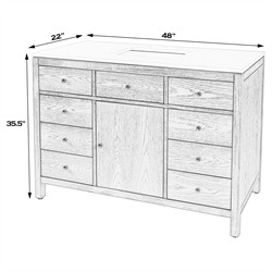 Svea Modern Classic White Quartz Light Brown Wood Single Vanity Sink - 48"|