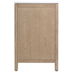 Svea Modern Classic White Quartz Light Brown Wood Double Vanity Sink - 60"|