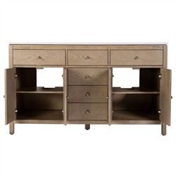 Svea Modern Classic White Quartz Light Brown Wood Double Vanity Sink - 60"|