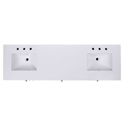 Svea Modern Classic White Quartz Light Brown Wood Double Vanity Sink - 60"|