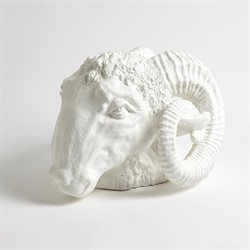 Tyra French Country White Ceramic Capricorn Bust Sculpture|