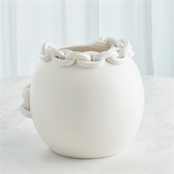 Taha French Country White Ceramic Chain Table Vase|