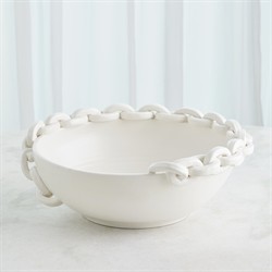 Taha French Country White Ceramic Chain Decorative Bowl|