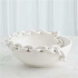 Taha French Country White Ceramic Chain Decorative Bowl|