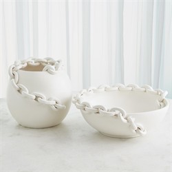 Taha French Country White Ceramic Chain Decorative Bowl|